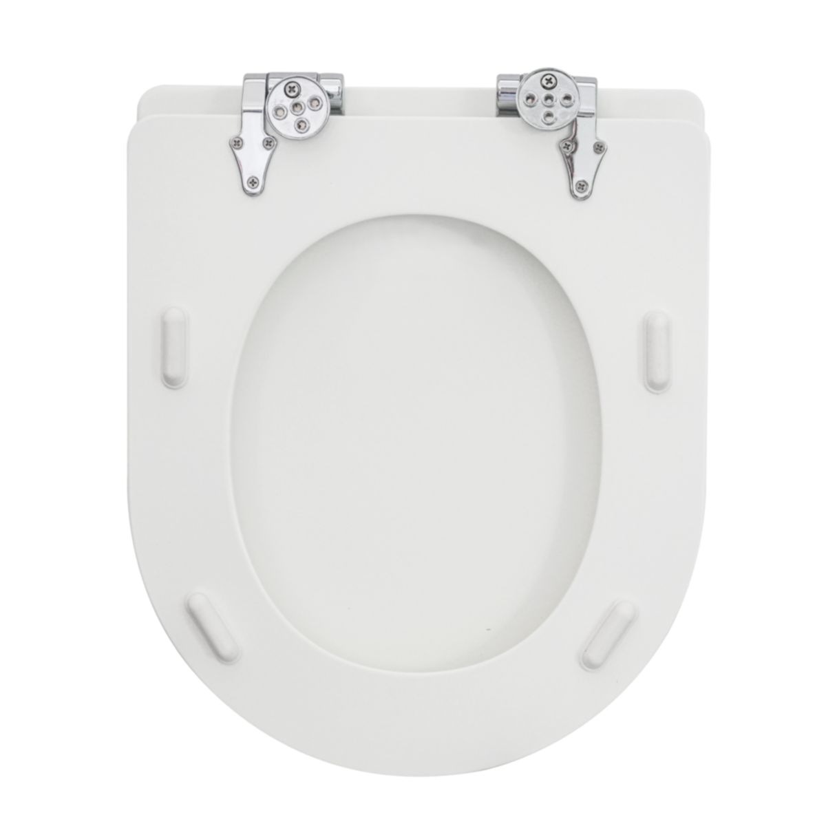 Valblue WC-Sitz Delta weiss D-Form, MDF-Holzkern, Absenkautomatik, Metallsch. verchromt Bild 3