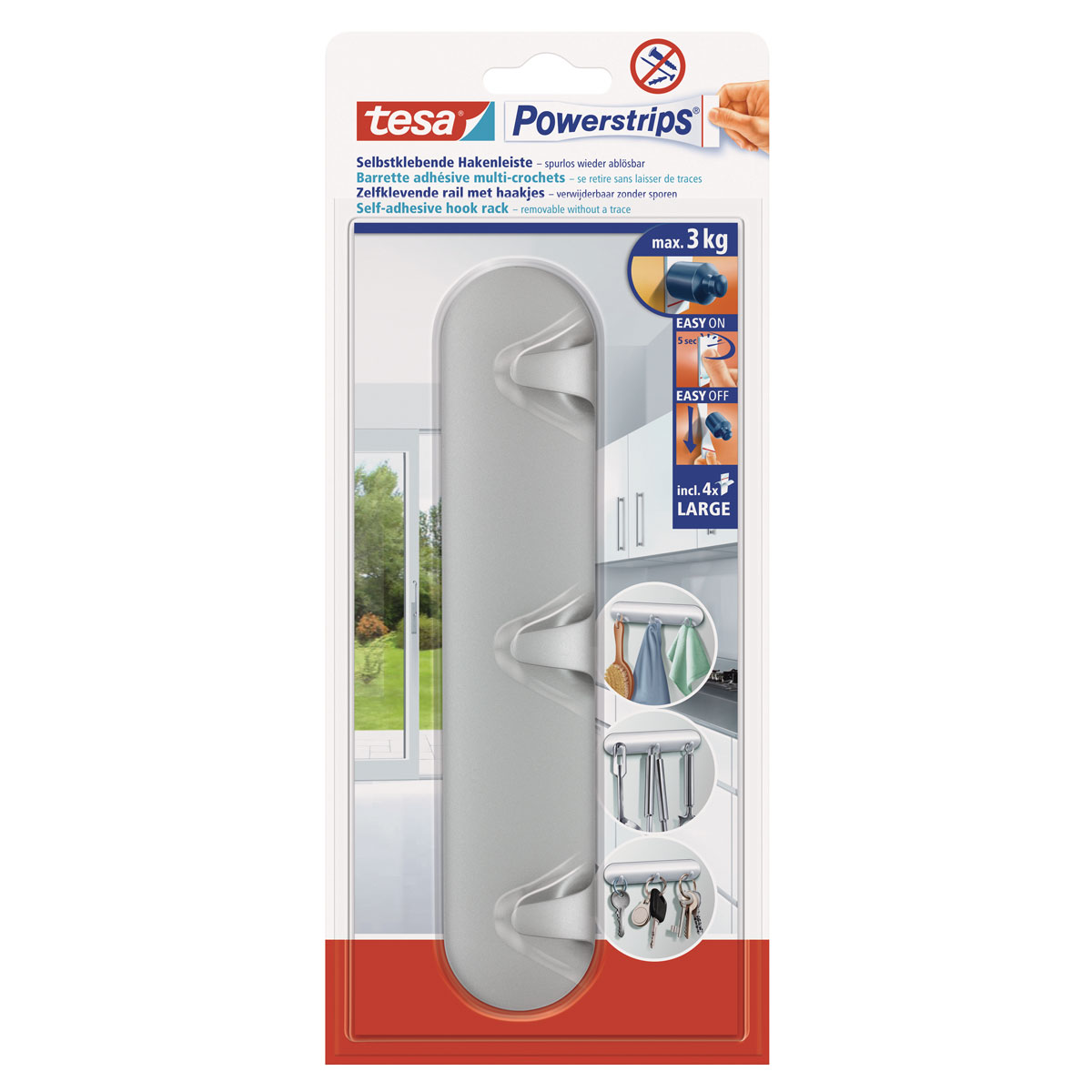 Tesa Powerstrips Hakenleiste chrom 1 Stück Bild 1