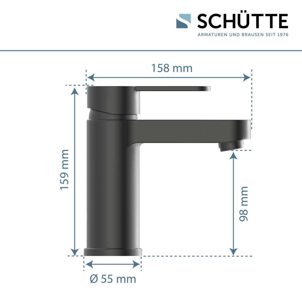 Schütte Waschtischarmatur Elephant graphit-matt inkl Push-Open-Ventil Bild 3