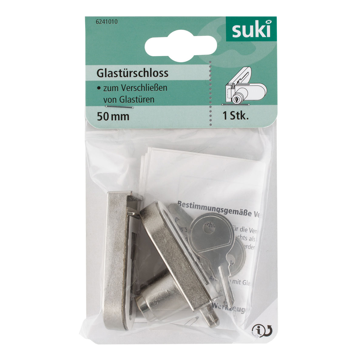 Suki Glastürschloss vernickelt für Ecktüren