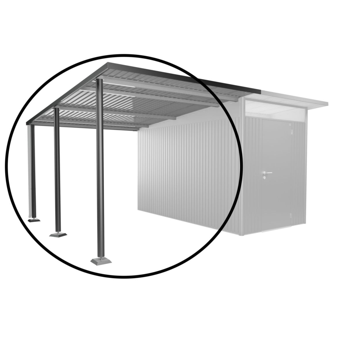 Biohort Seitendach GHA A4/A8 Gr. L 243 x 340 x 218 cm dunkelgrau-metallic