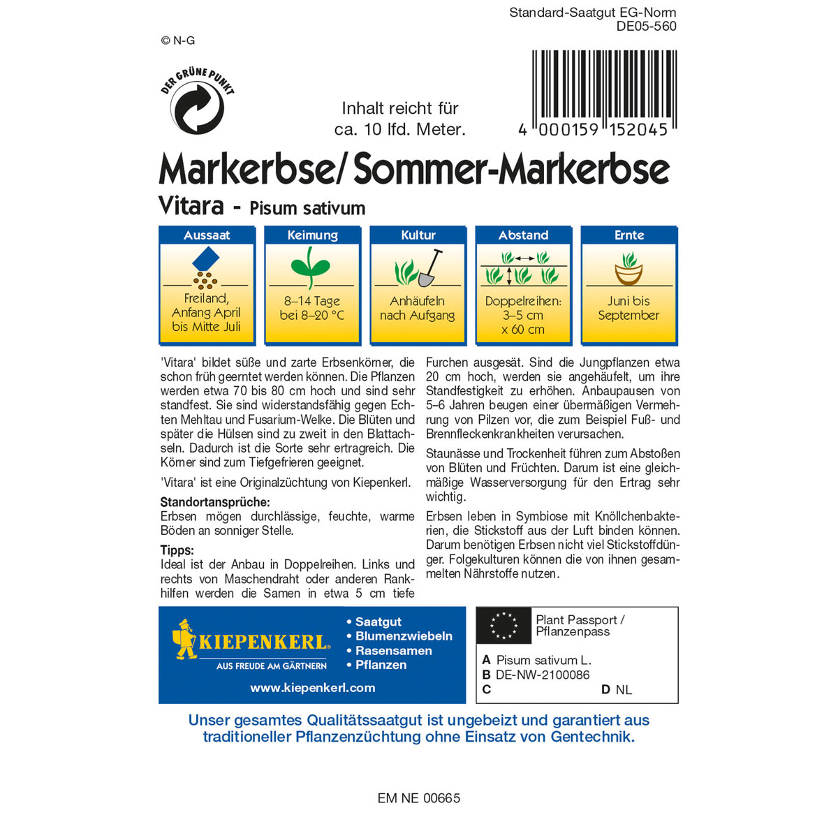 Kiepenkerl Sommermarkerbsen Vittara Bild 2