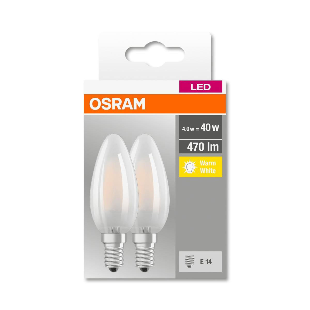Osram 2x LED-Glühlampe Filament E14 4 Watt warmweiß matt Bild 2
