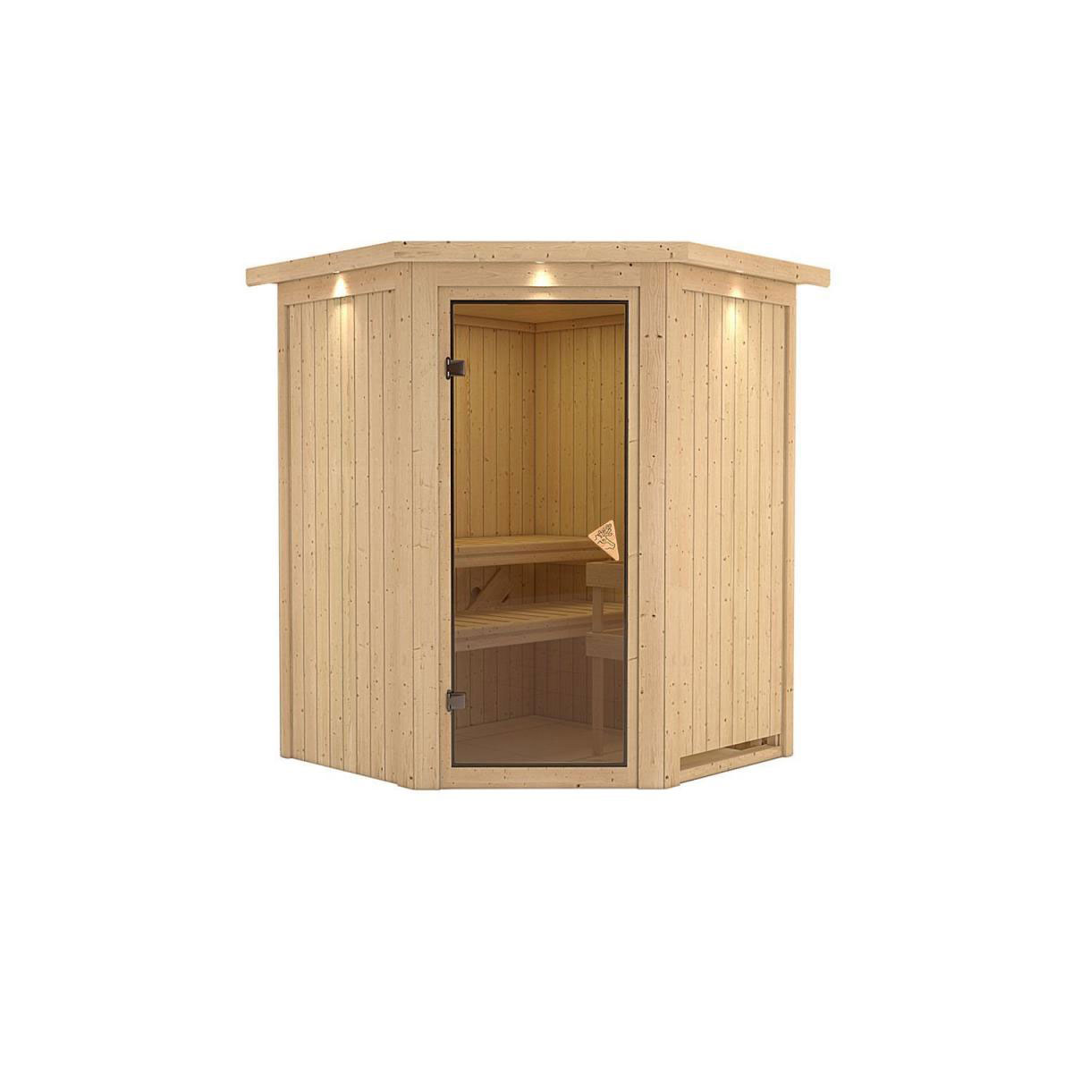 Karibu Systemsauna Larin 68 mm ohne Ofen mit Kranz Bild 2