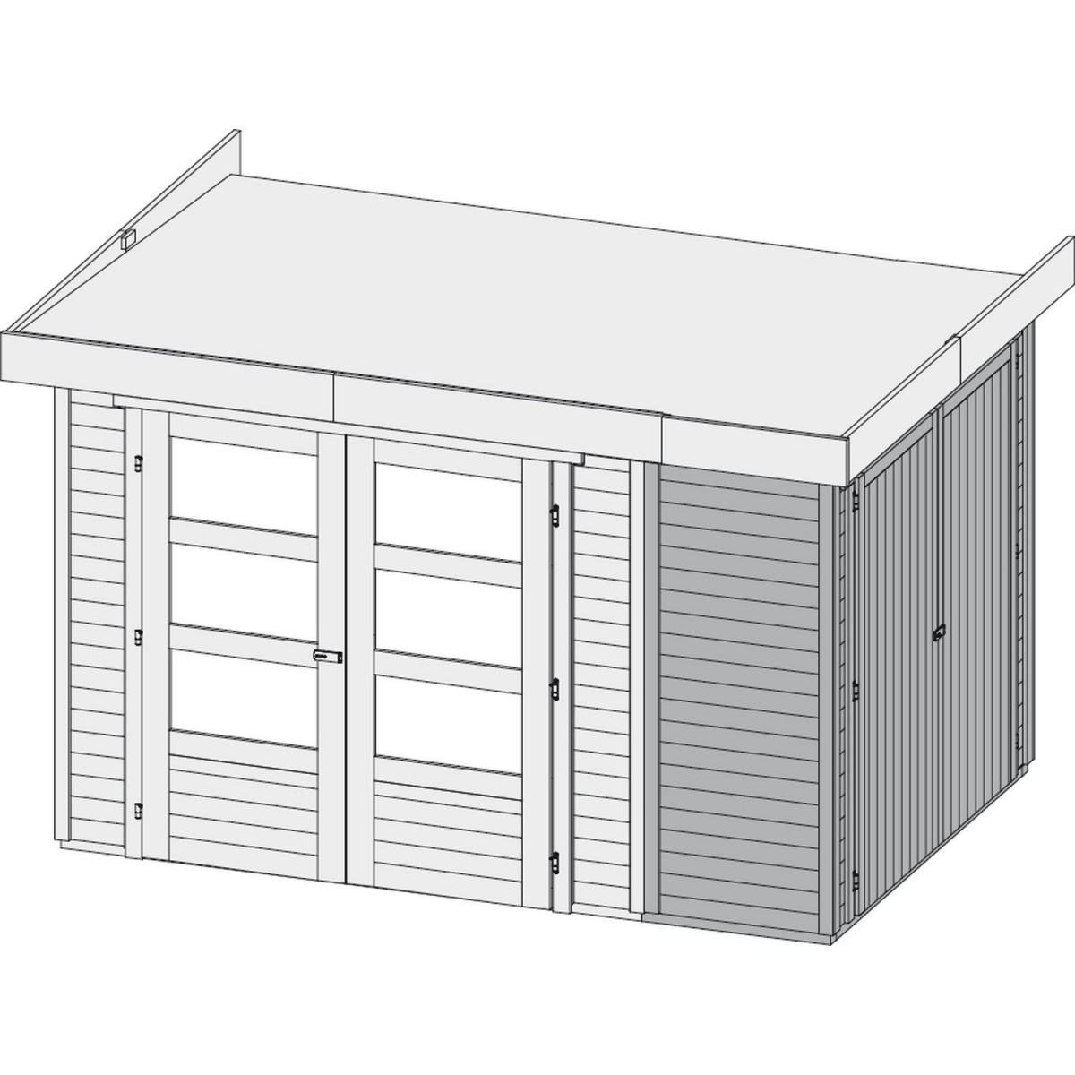 Karibu Gartenhaus Retola 3 inkl Anbauschrank und Anbaudach 2,40 Meter naturbelassen Bild 4