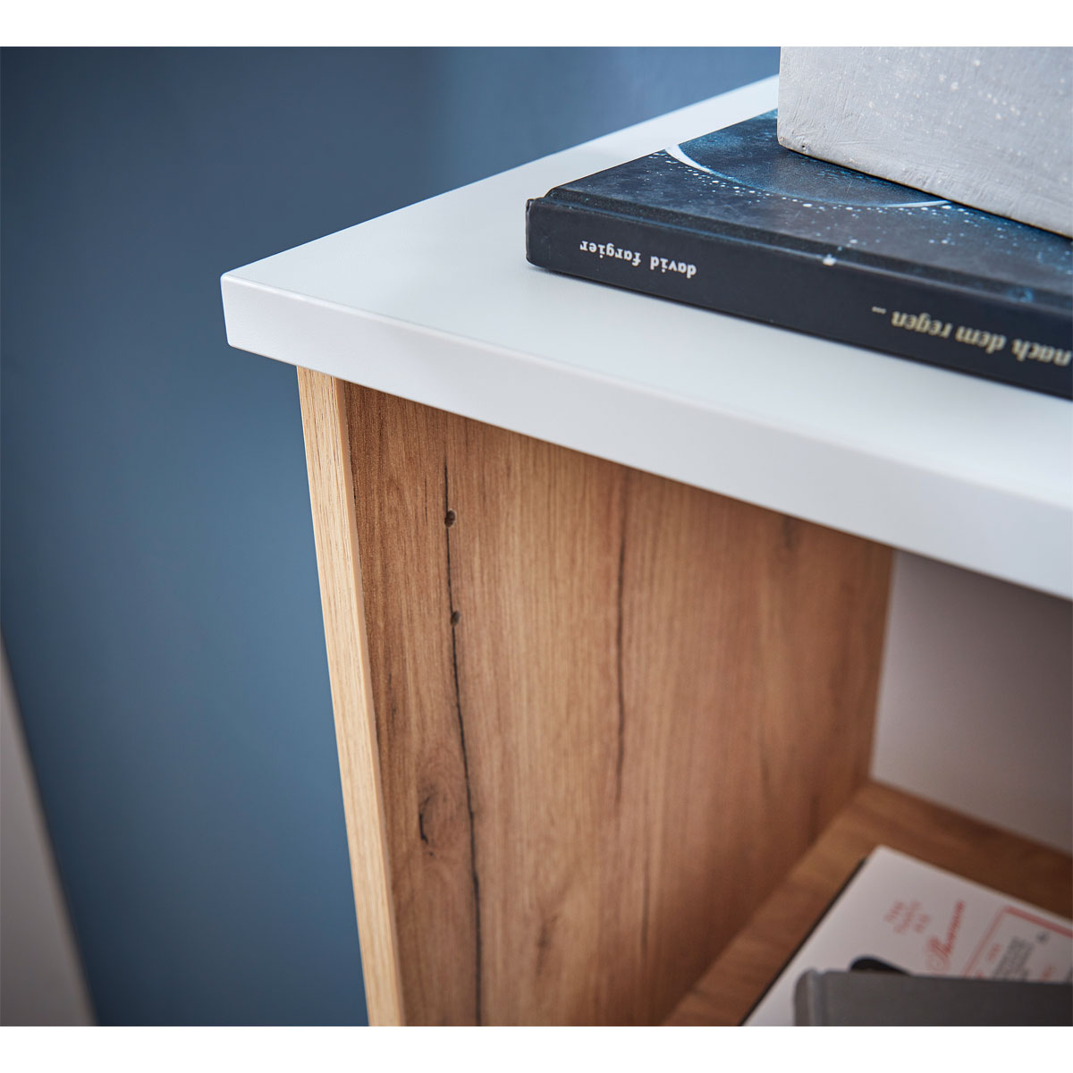 Aktenschrank Lionel mit offenen Fächern und Push-to-open Technik 85 x 120 x 40 cm weiß/Navarra-Eiche-Nachbildung Bild 3
