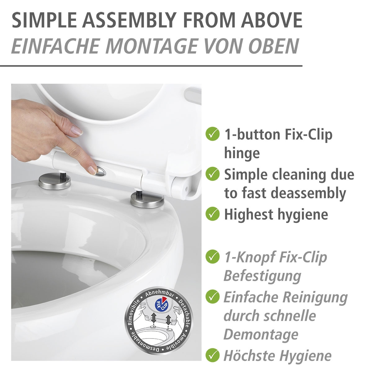 Wenko  WC-Sitz Pretty mit Hochglanz-Oberfläche Toilettensitz mit Absenkautomatik Schnellbefestigung aus bruchstabilem Thermoplast Bild 2