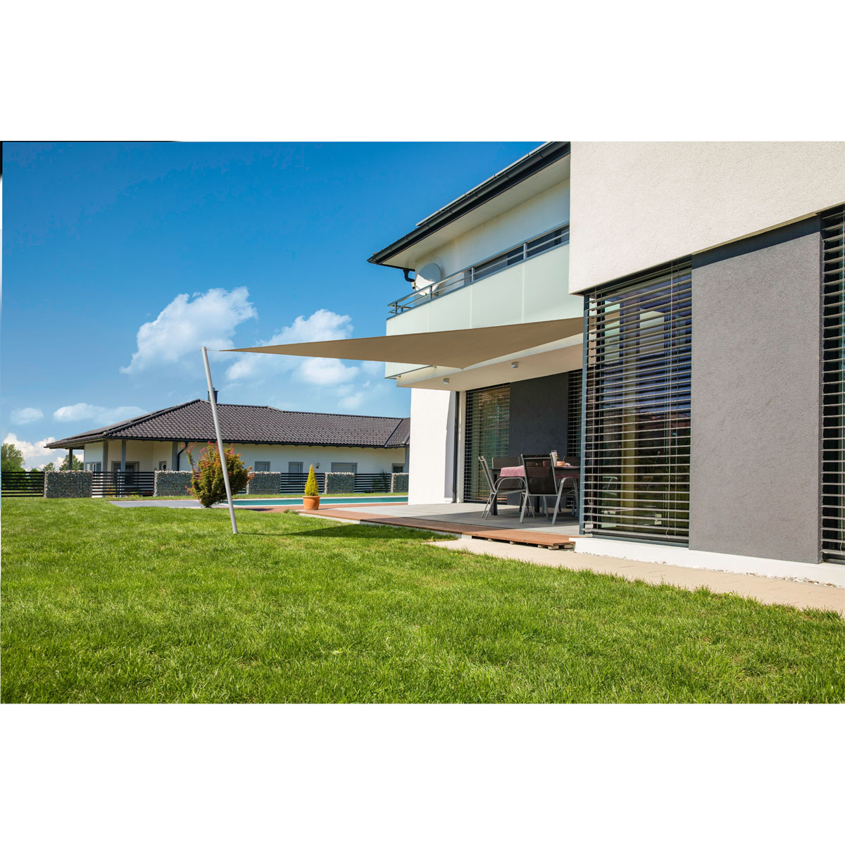 Dreieck-Segel Cannes 5 x 5 x 5 m taupe