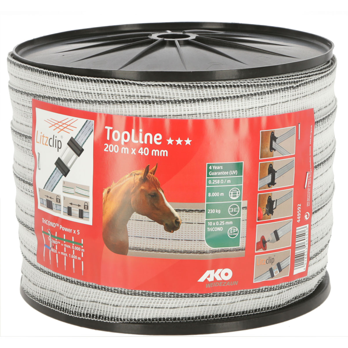 Weidezaunband TopLine 40 x 2000 cm weiß-schwarz