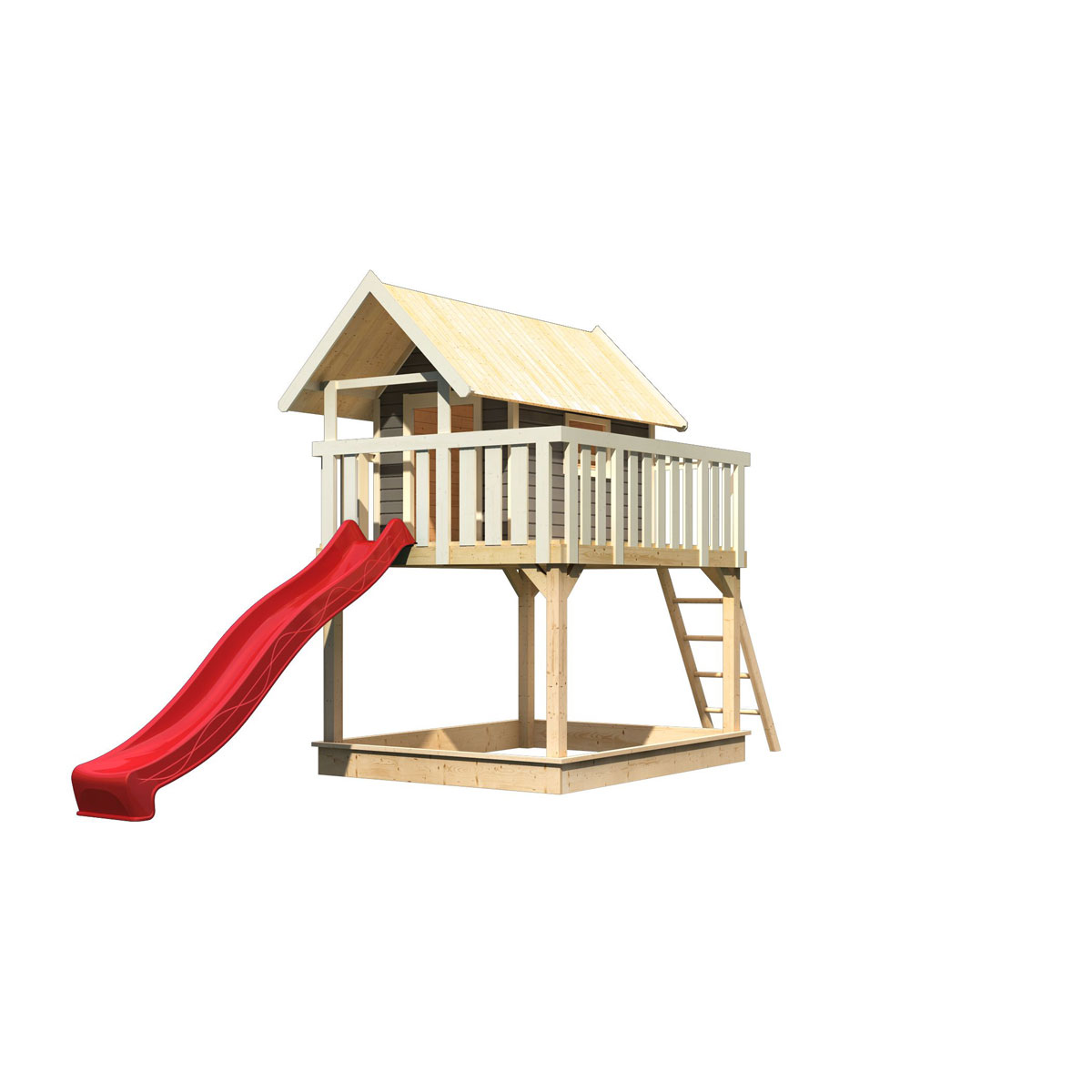 Karibu Fidel und Rutsche terragrau Rutsche rot Bild 3