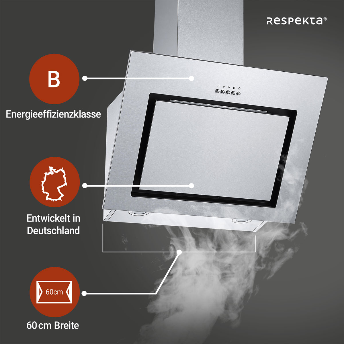 respekta Schraeghaube CH22020 IXA 60cmEdelstahl EEK B Bild 3