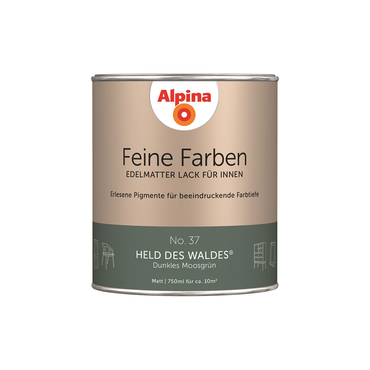 Alpina  Buntlack Feine Farben Lack No 37 Held des Waldes edelmatt 750ml