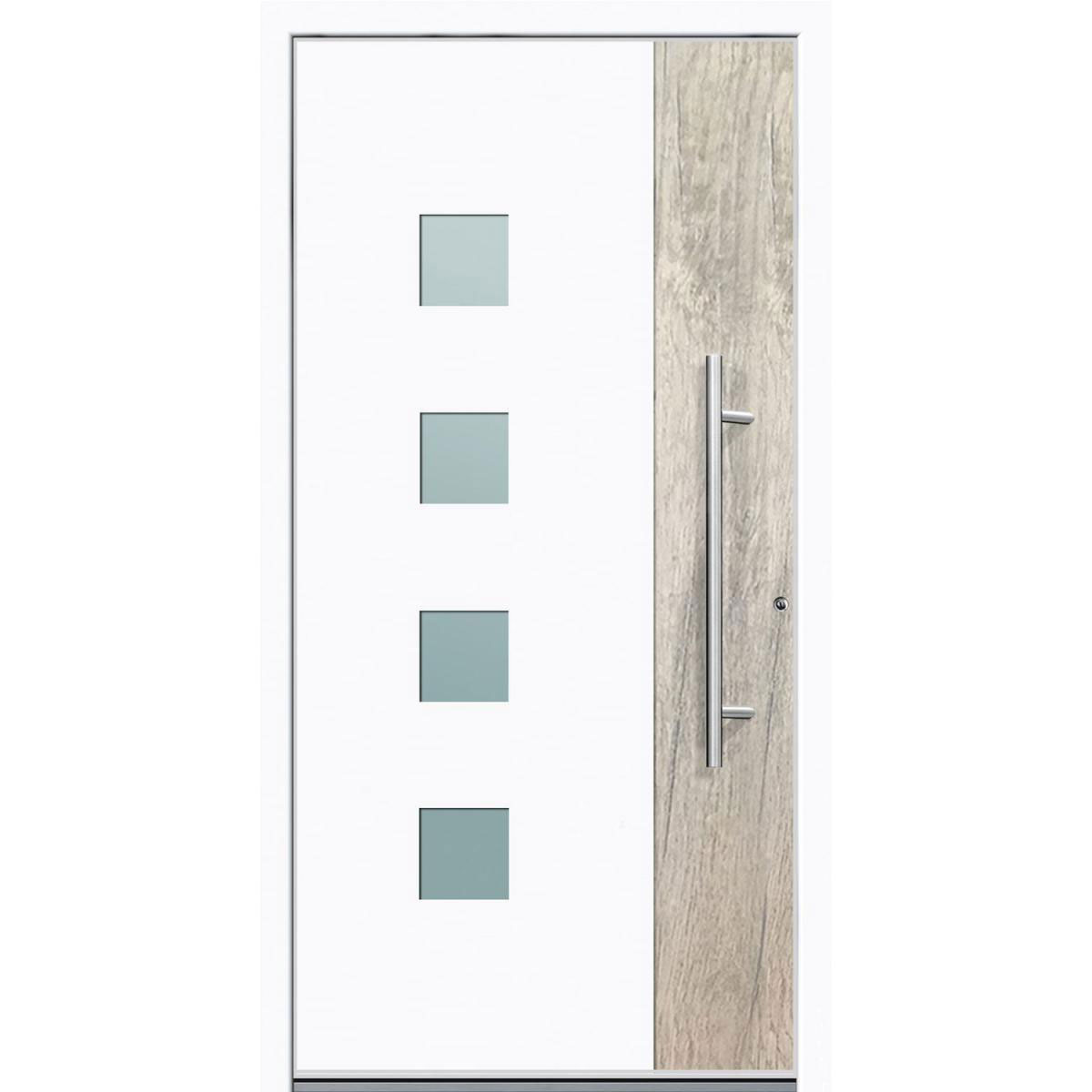 Aluminium Sicherheits-Haustür Messina Superior 60 mm weiß 110 x 210 cm Anschlag rechts inkl Griffset