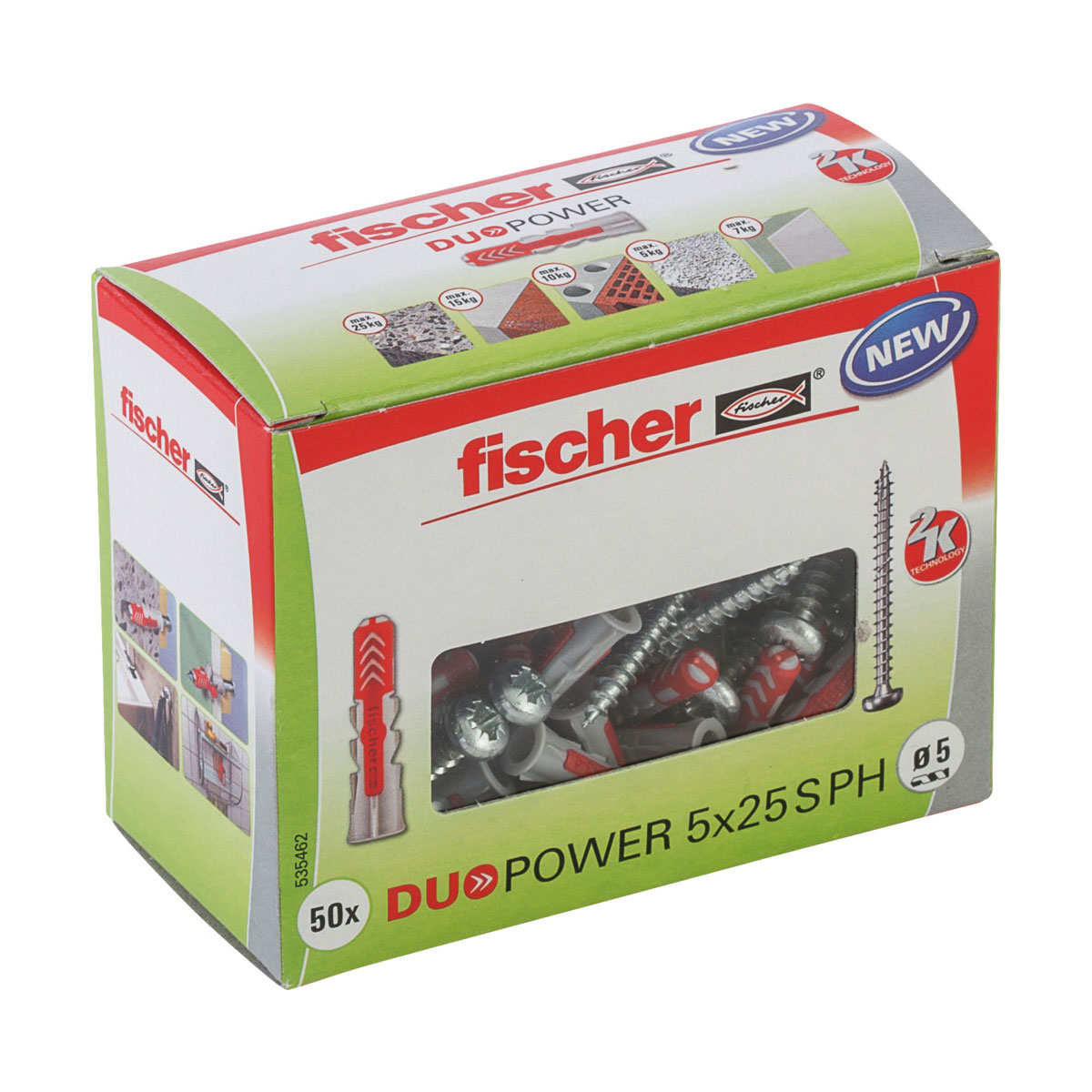 Fischer Dübel DuoPower 5 x 25 mm mit Panhead-Schraube 50 Stück