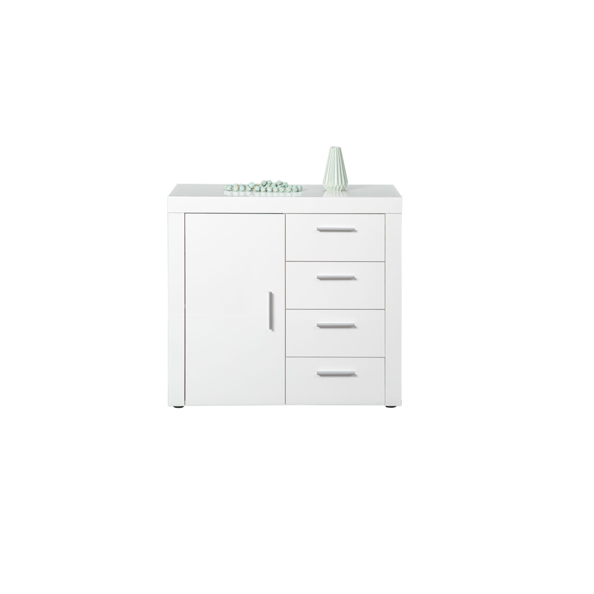 Inter Link FSC Kommode Corbet weiß hochglanz 1-türig 4 Schubladen Bild 4