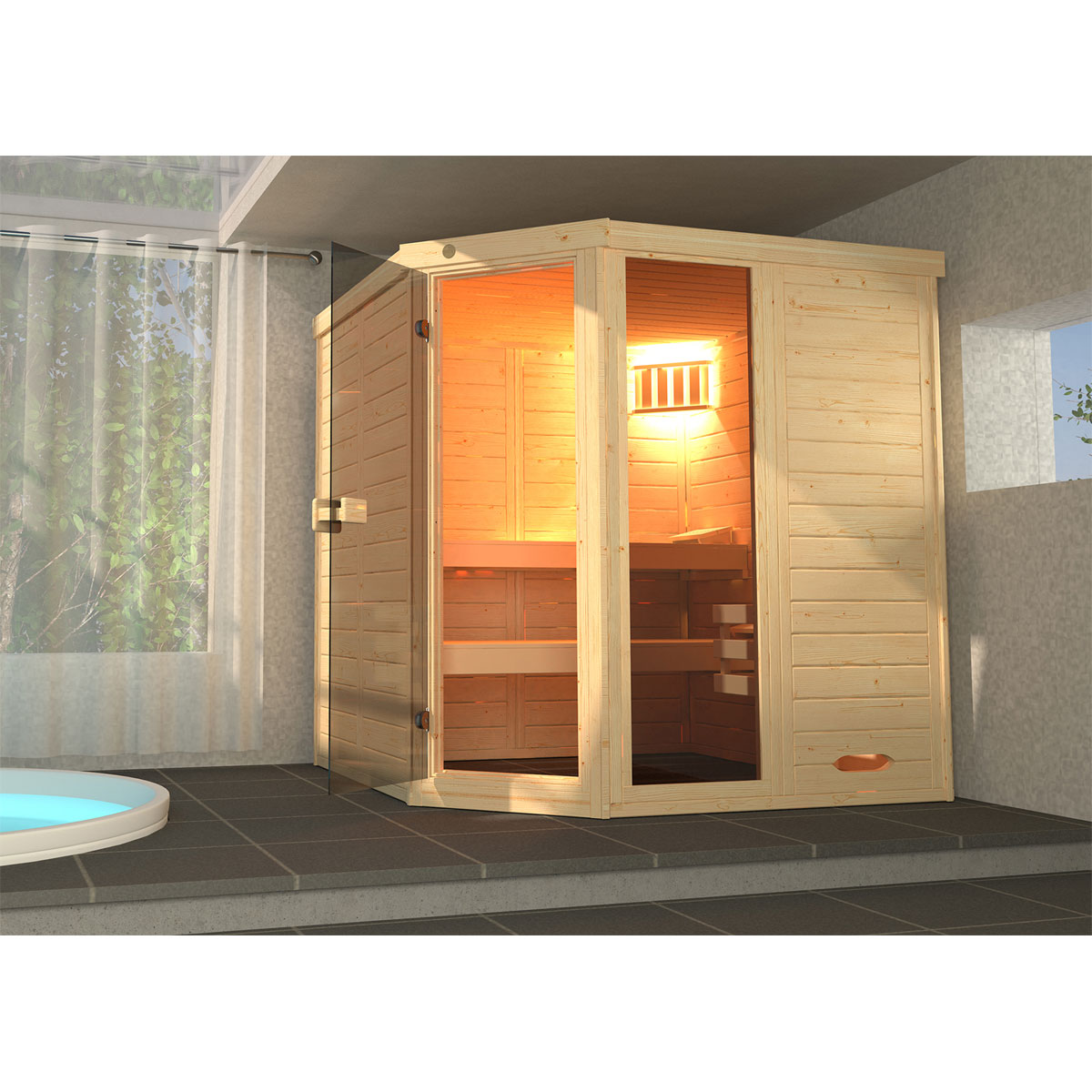 Weka Massivholz-Elementsaunaauna „Laukkala 2“, 38 mm, GTF Bild 2