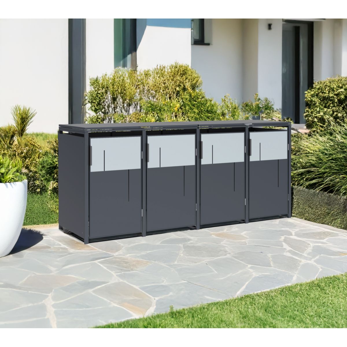 Westmann Mülltonnenbox Tonus 4 4 x 240L Anthrazit|80x265x116 cm