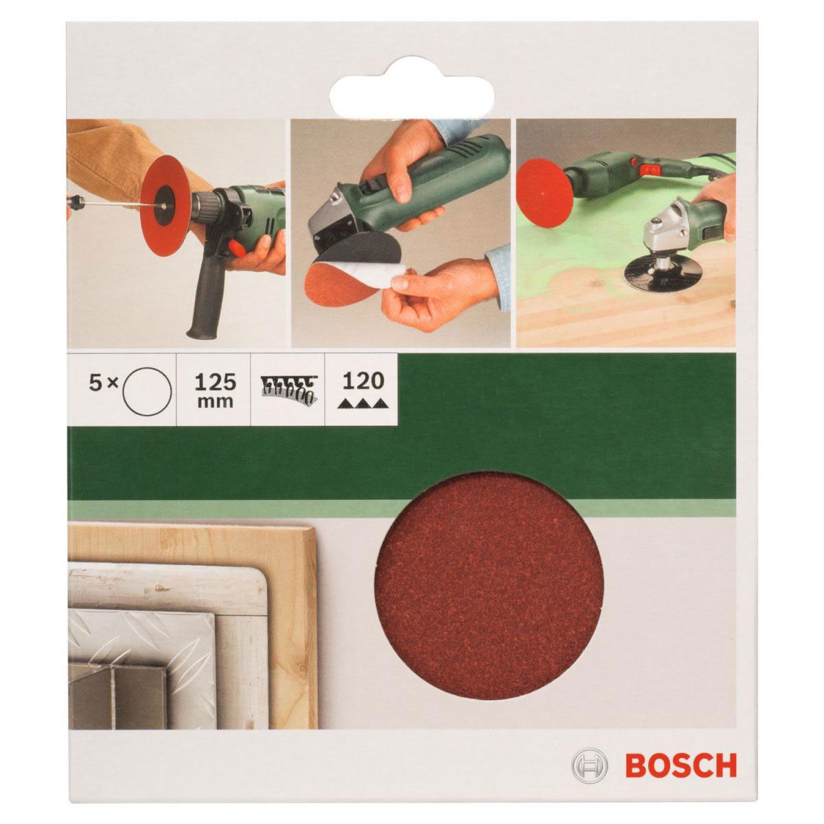 Bosch  DIY Papierschleifblatt Durchmesser 12,5 cm G120 Klett 5 Stück Bild 2