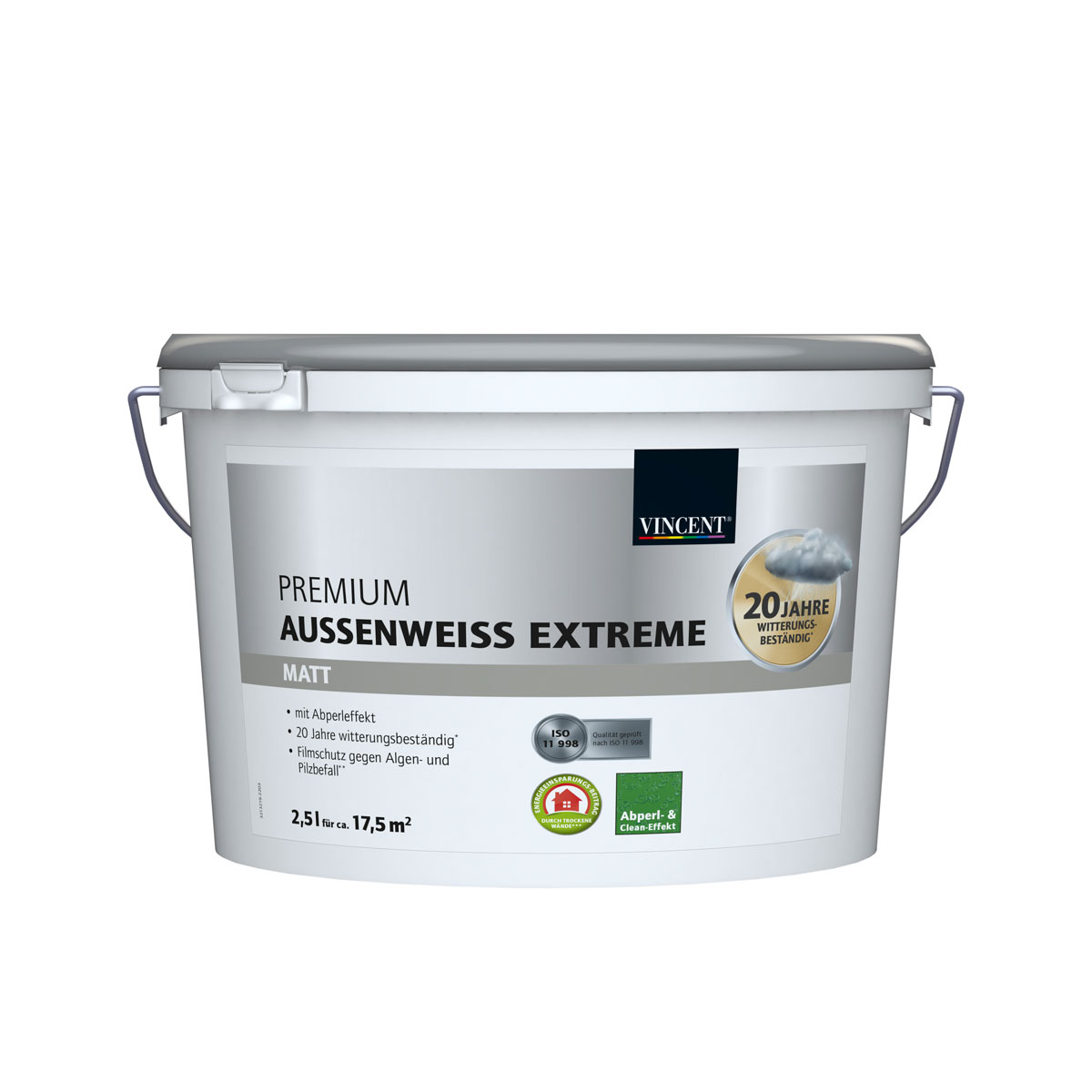 Vincent Fassadenfarbe Premium Aussenweiss Extreme matt 2,5 L