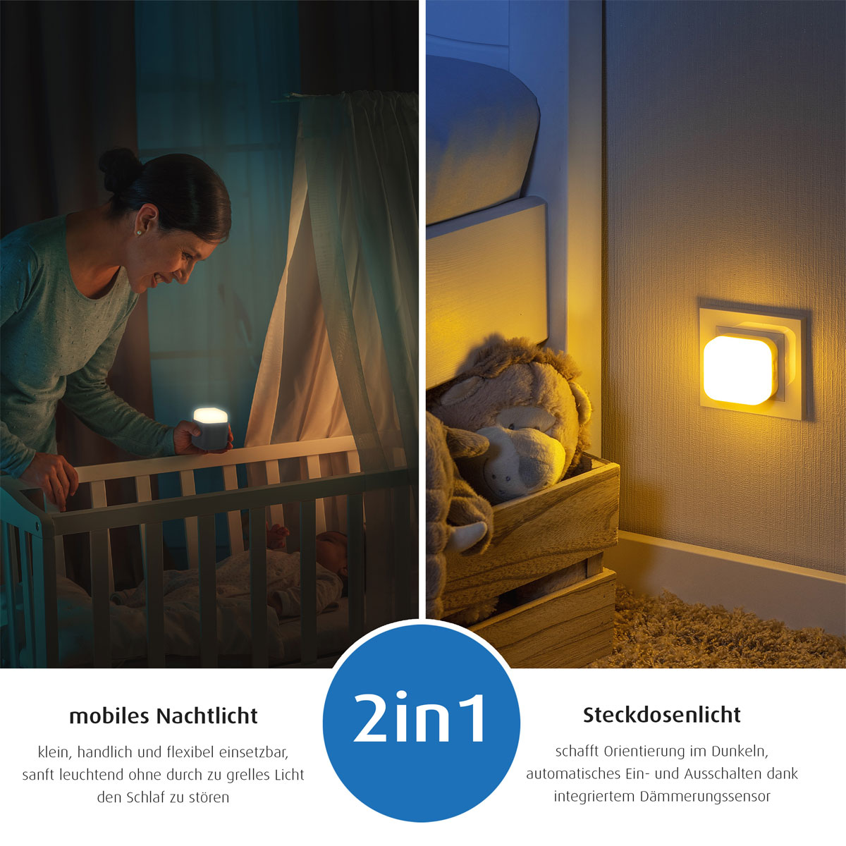 LED-Nachtlicht SleepLight 2in1 hellgrau Bild 2