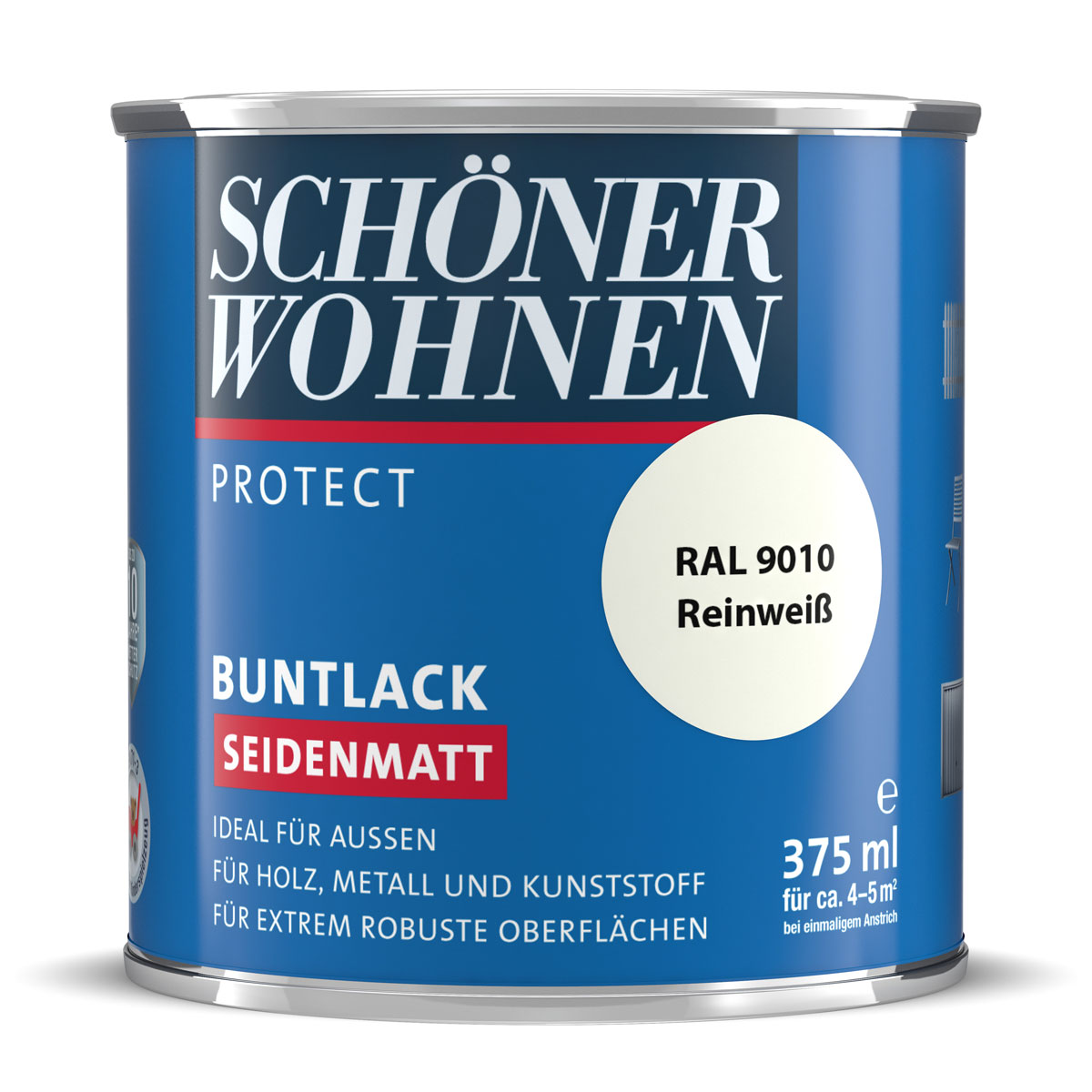 Schöner Wohnen Farbe Buntlack Protect Reinweiß seidenmatt 375 ml