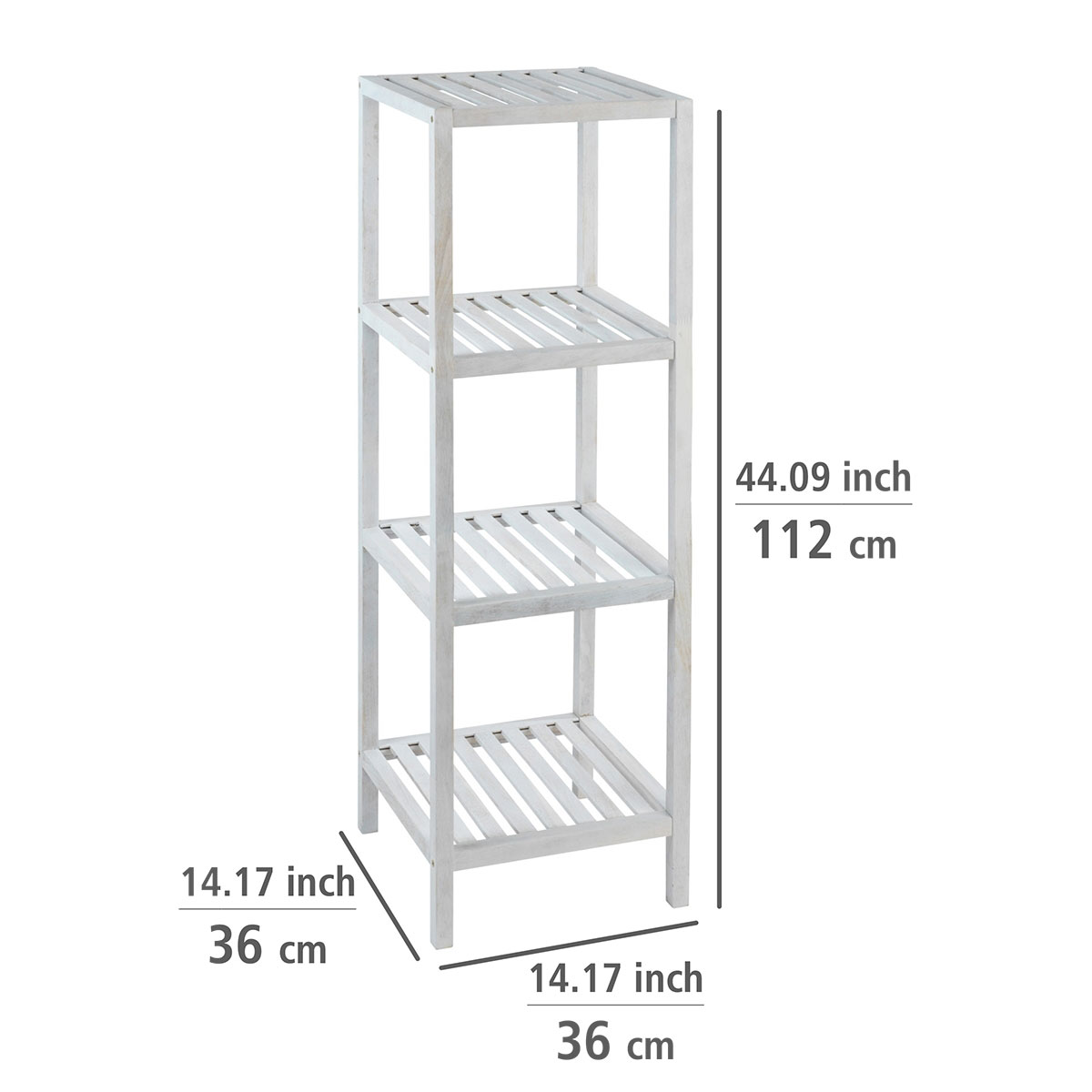 Wenko  Regal Norway mit 4 Böden Natur Weiß massives Walnussholz Bild 5