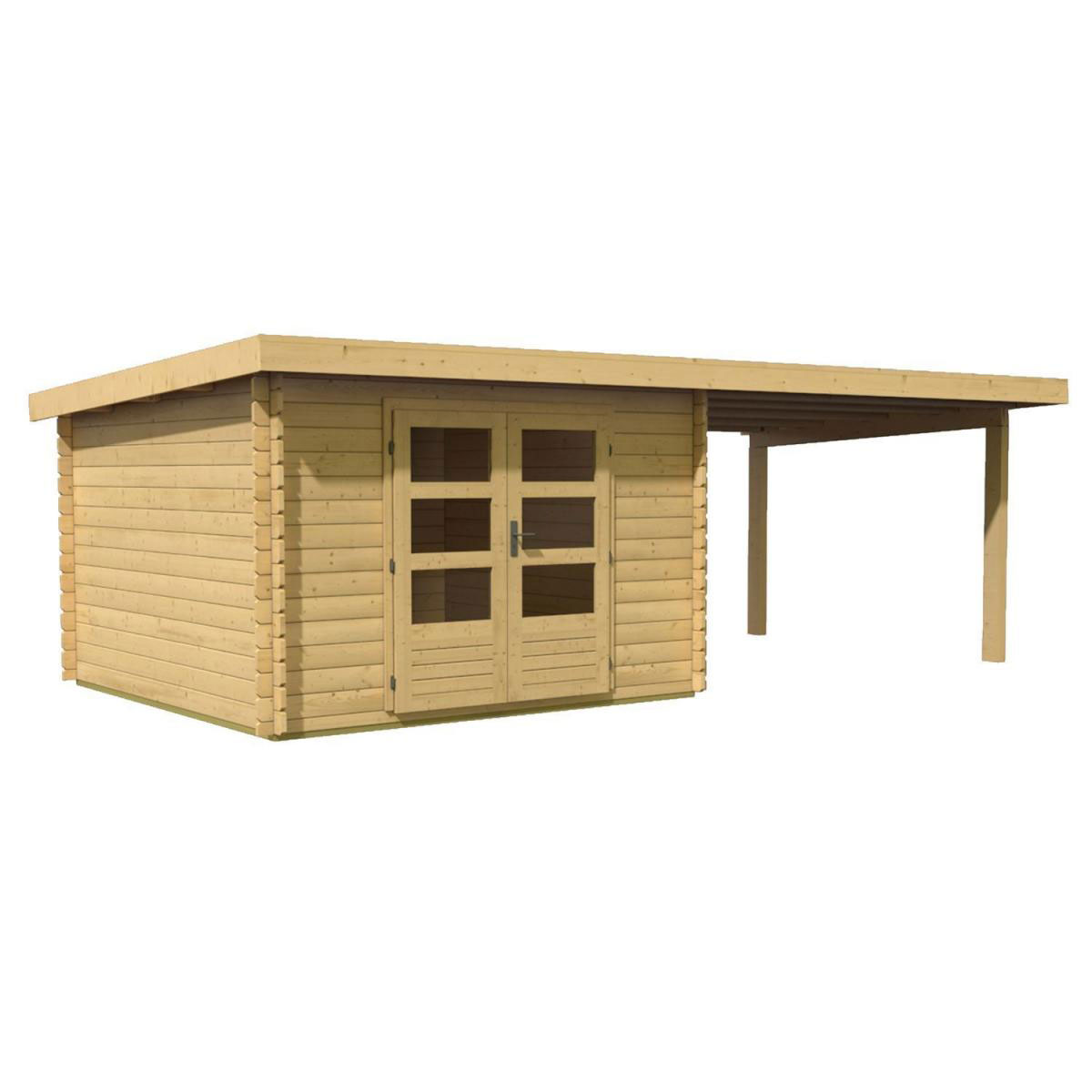 Karibu Gartenhaus Bastrup mit Schleppdach 300 cm naturbelassen 297 x 297 x 222 cm Bild 2