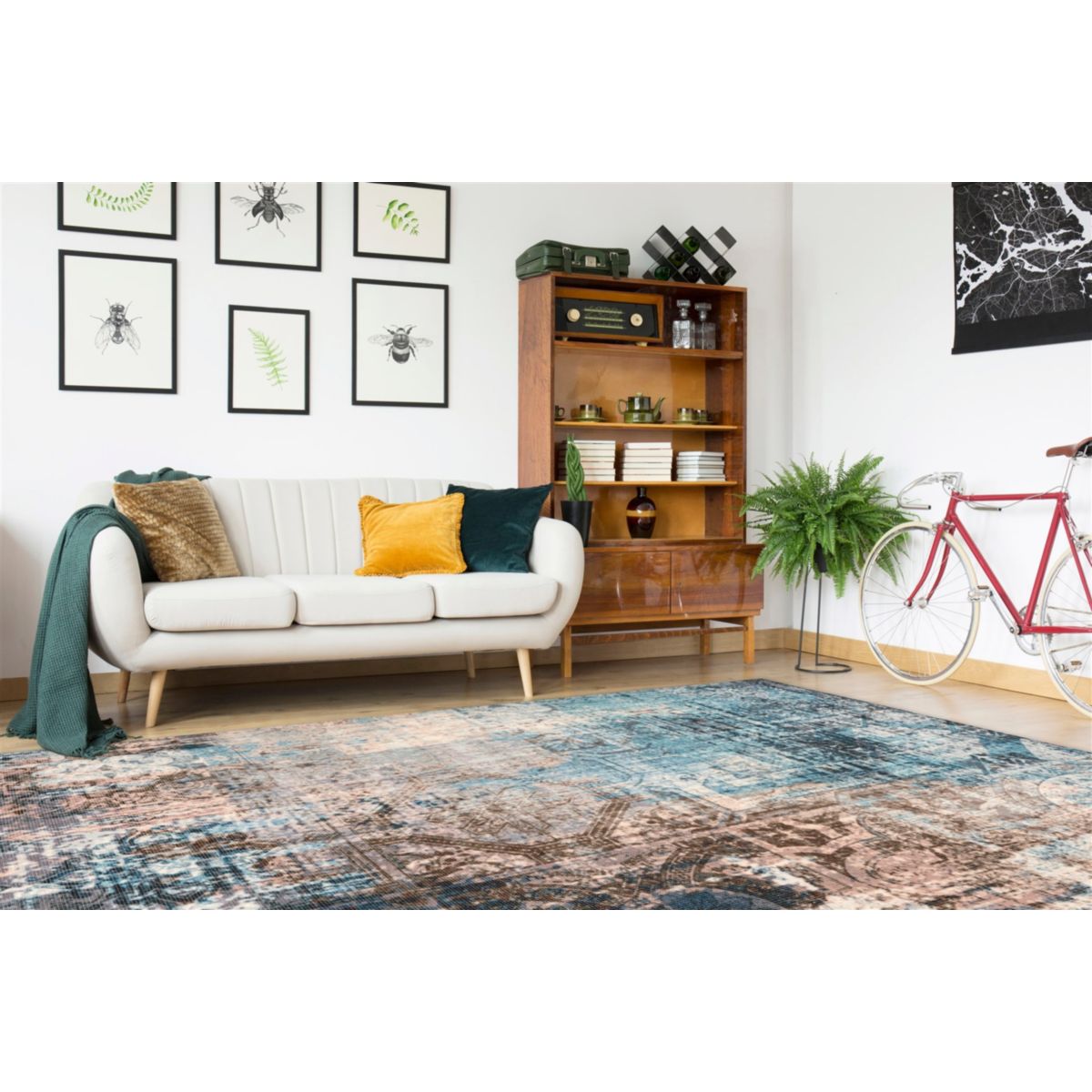 Flachflorteppich „Indiana 300“, blau/braun Bild 5