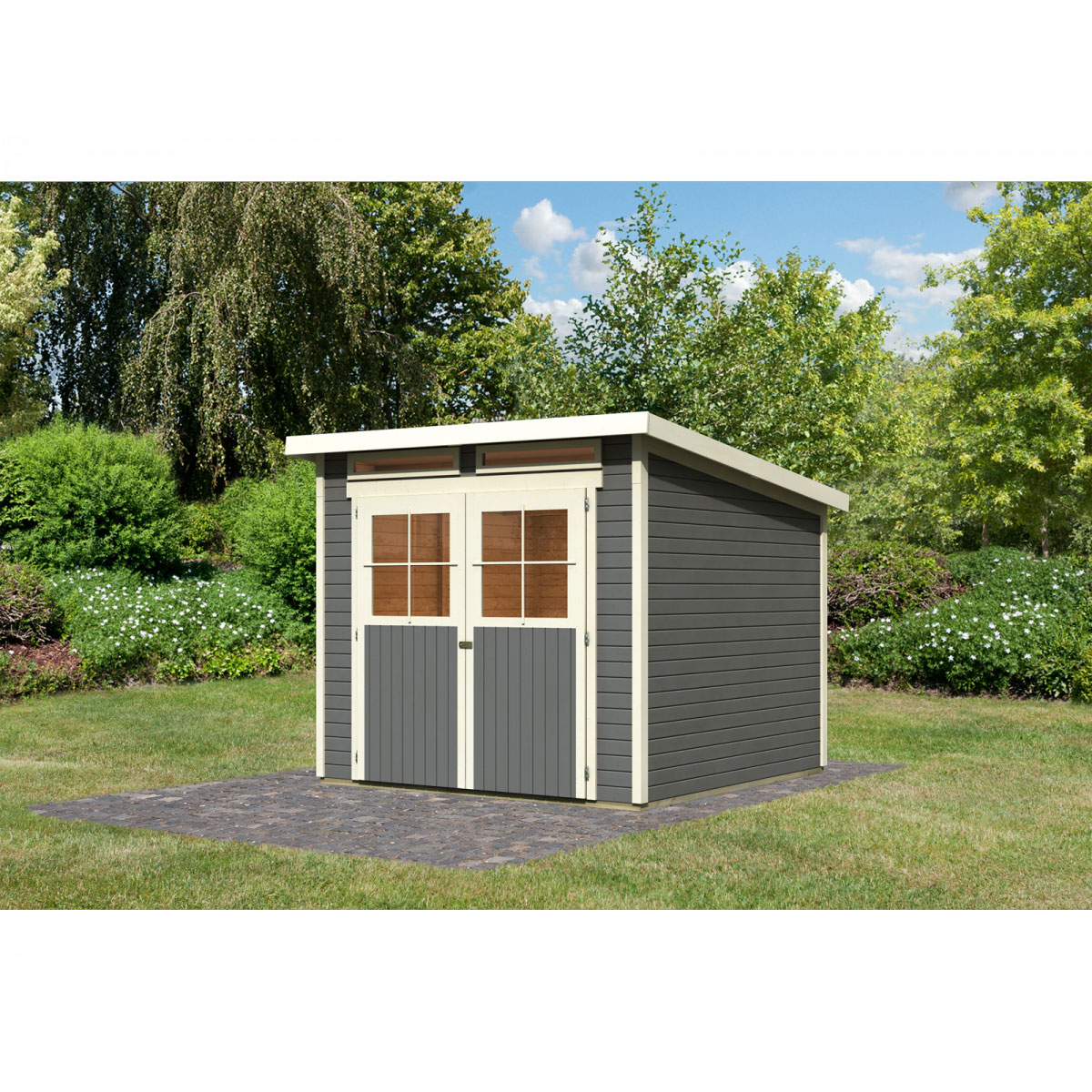 Karibu Gerätehaus Glücksburg 3 Pultdach 213 x 217 x 202 cm terragrau