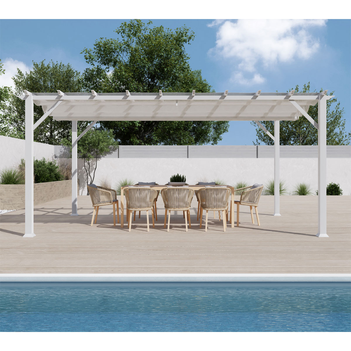 Paragon Outdoor Outdoor Pergola Florida 1116 inkl. Sonnensegel 350x505x236cm Weiß Bild 3