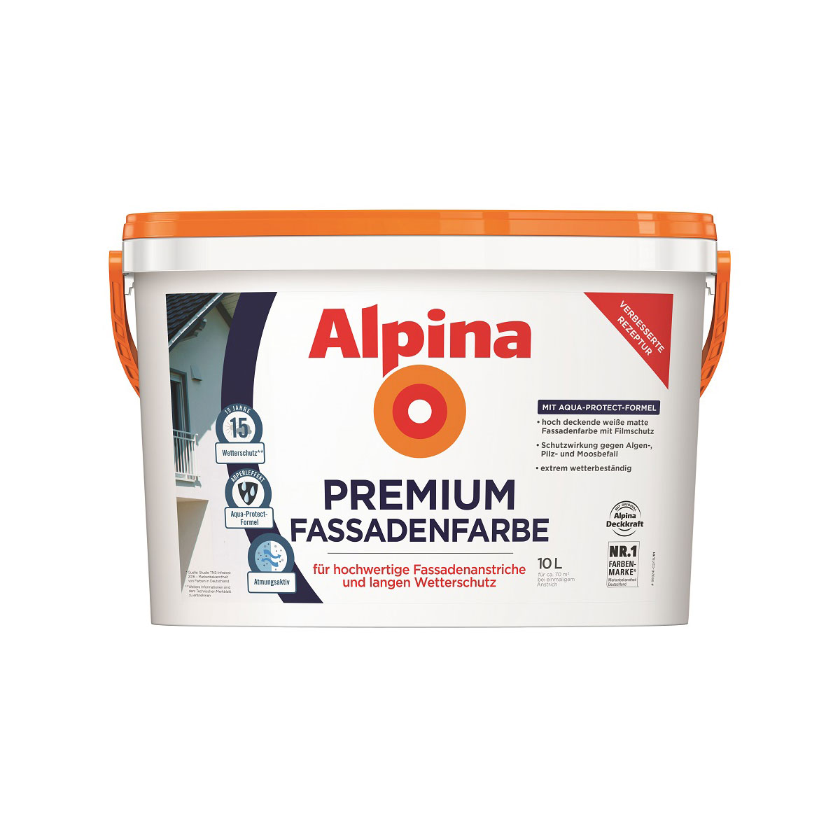 Alpina Premium Fassadenfarbe Weiß Matt 10 L Bild 1