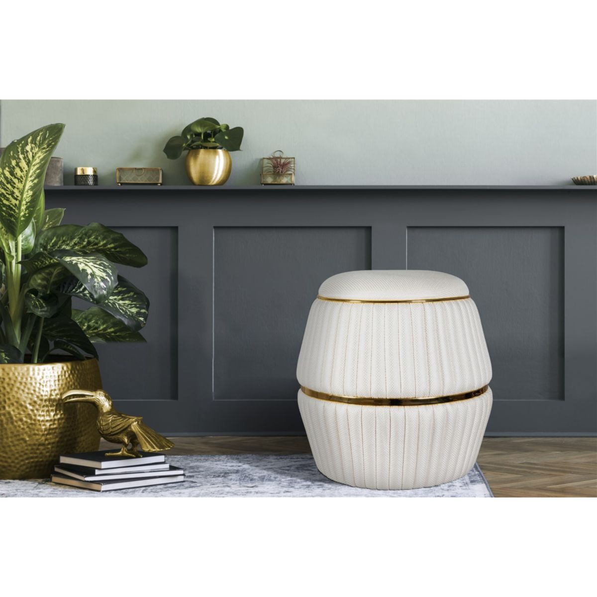 Hocker Doric 245 elfenbein gold Bild 3