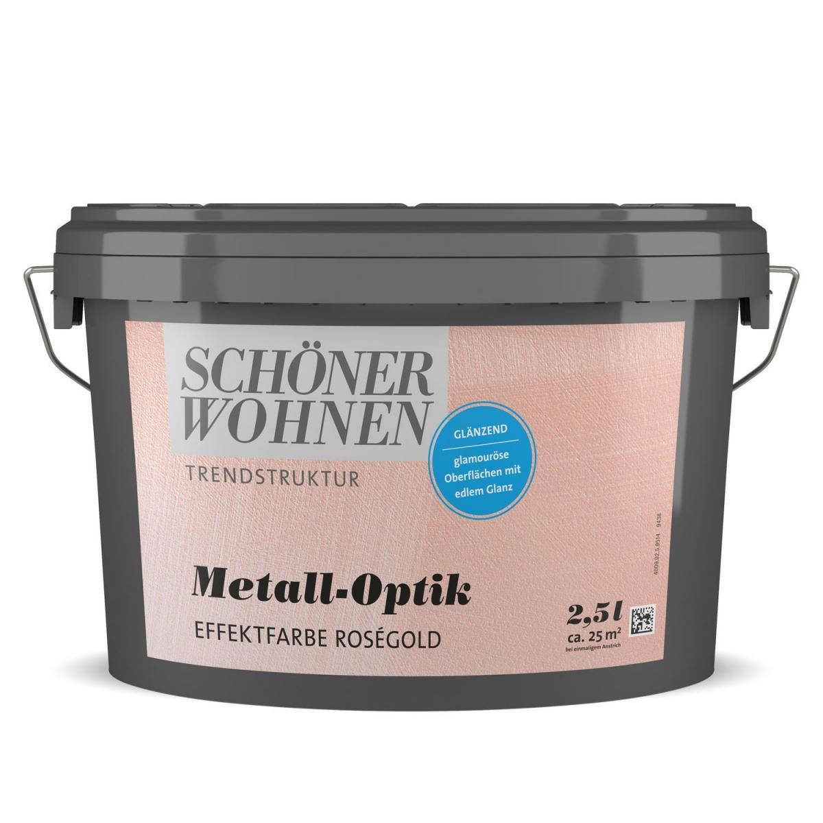 Schöner Wohnen Farbe Metall-Optik Effektfarbe rosegold 2,5 L
