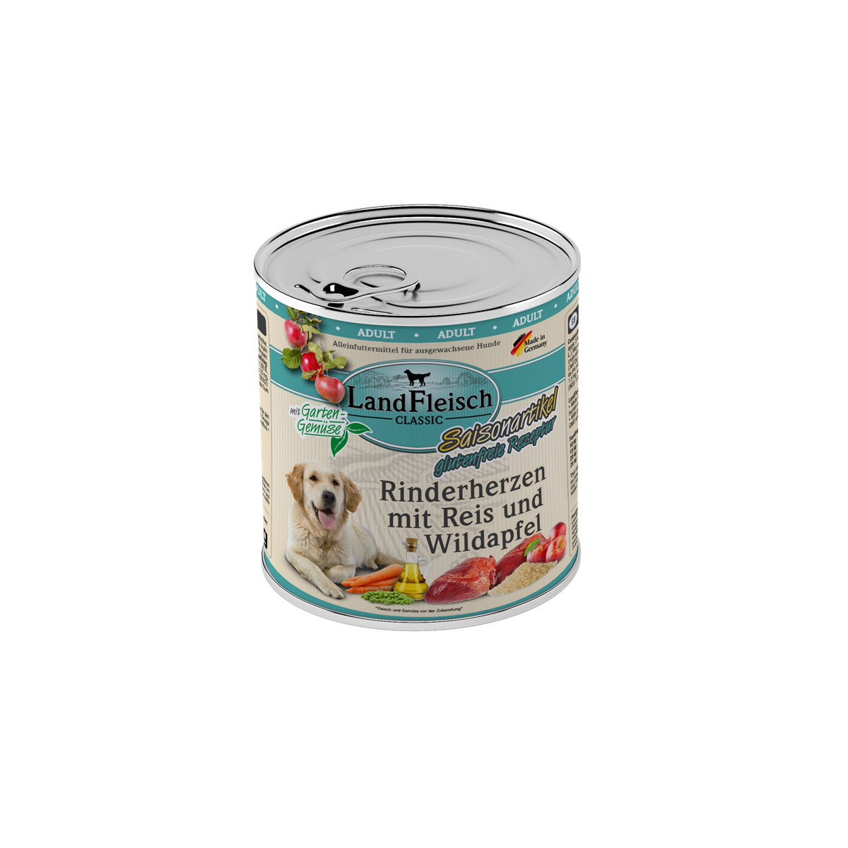 Landfleisch Classic Hundenassfutter Landfleisch Rinderherzen mit Reis 800g