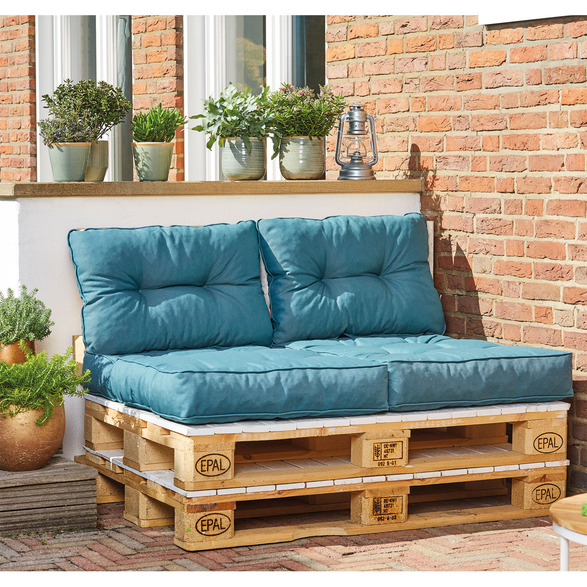 Siena Garden Sitz-/Rückenkissen Almaaz 4-teilig für Euro-Palette petrol Bild 5