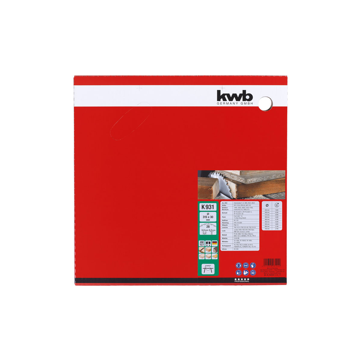 kwb  Bauholz-Kreissägeblätter für Bau- und Tischkreissägen Durchmesser 315 mm Bild 2