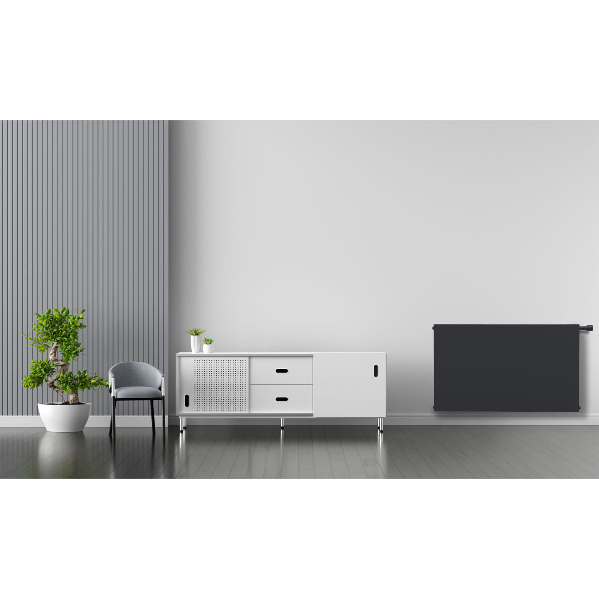 sanicomfort  Planheizkörper Set Typ DK22 60 x 100 cm schwarz matt RAL 9005 Bild 6