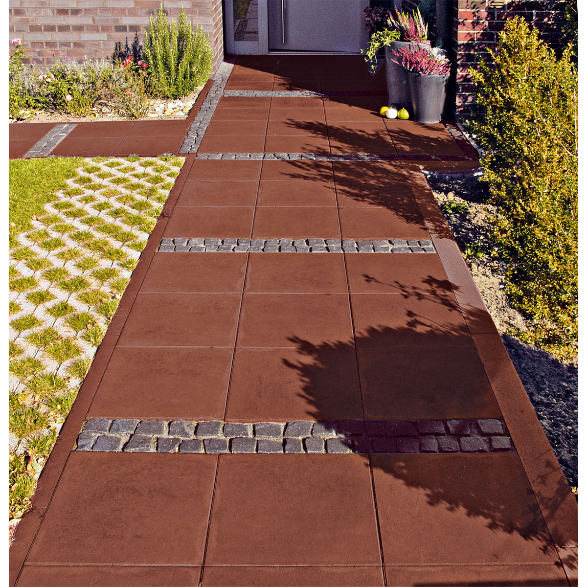 Lusit  Gehwegplatte mit Fase 40 x 40 x 4 cm rot Bild 2