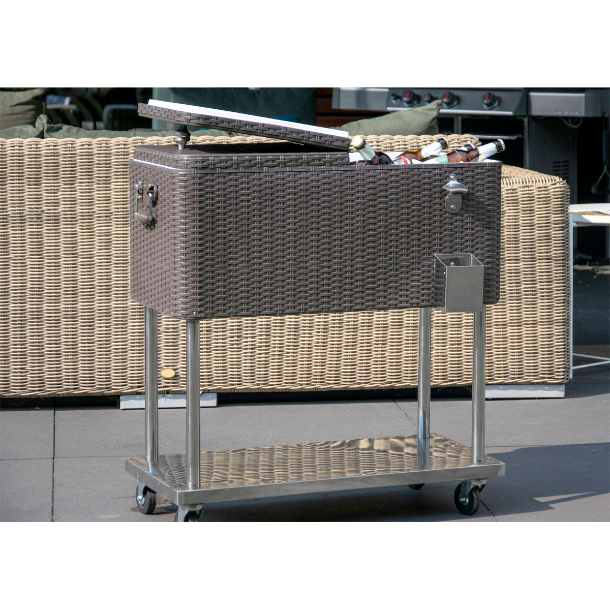 dobar Servierwagen Tahiti 83 x 87 x 48 cm Rattanoptik dunkelgrau Bild 7