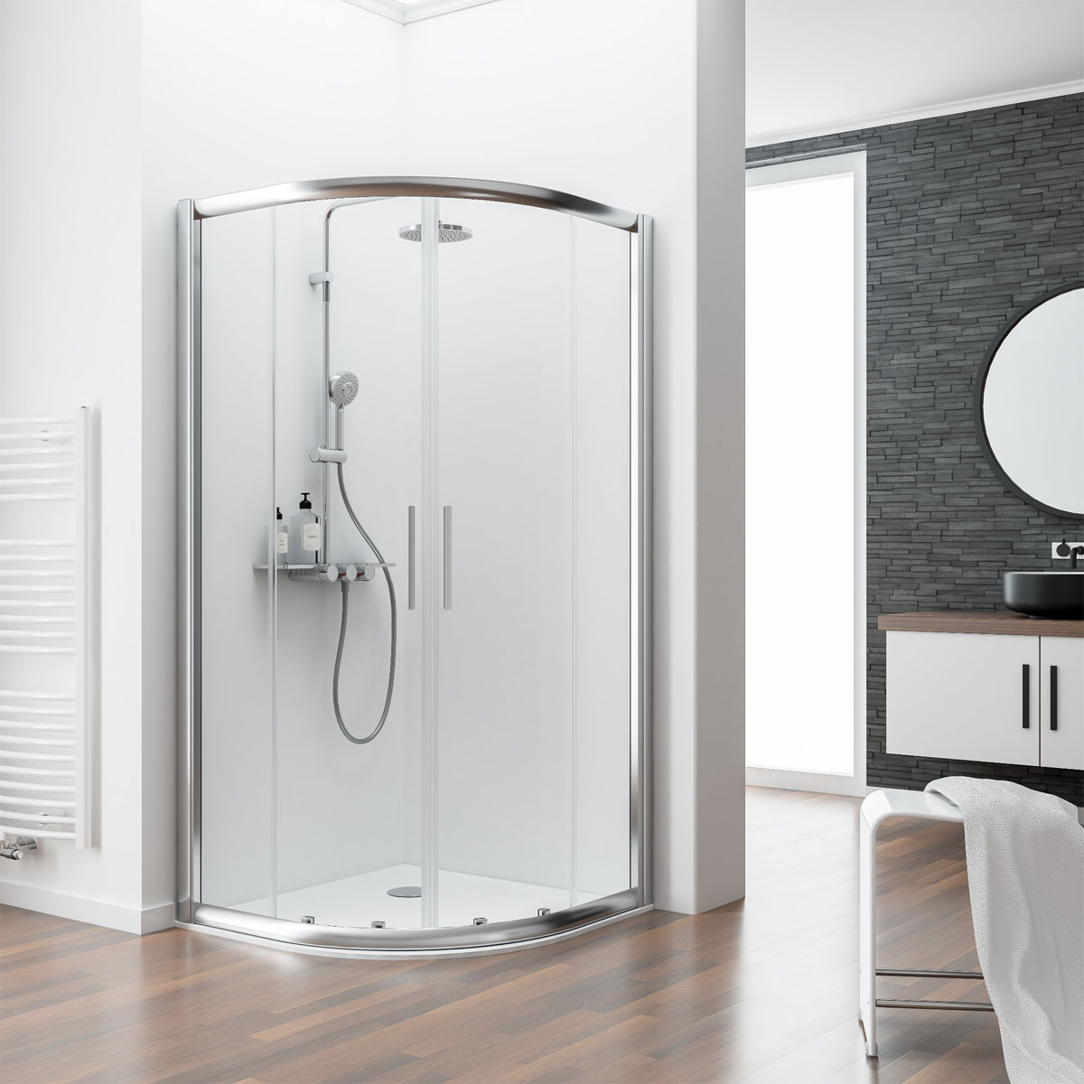 Schulte Runddusche Kristall Trend II Radius 550 mm 185 x 90 cm Bild 2