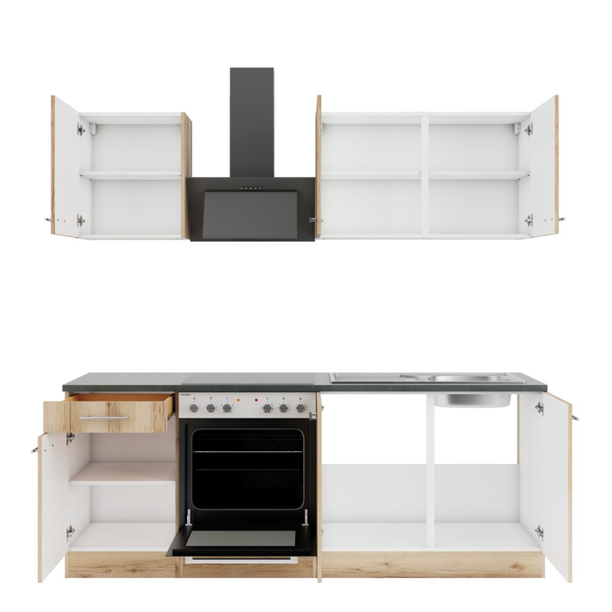 optifit Miniküche Livorno290 210 x 226,8 x 60 cm Wildeiche Nachbildung Wildeiche Nachbildung Bild 3