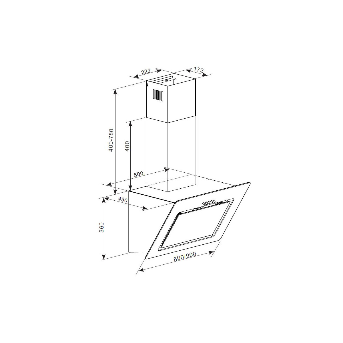 respekta Schraeghaube CH22020 IXA 60cmEdelstahl EEK B Bild 2