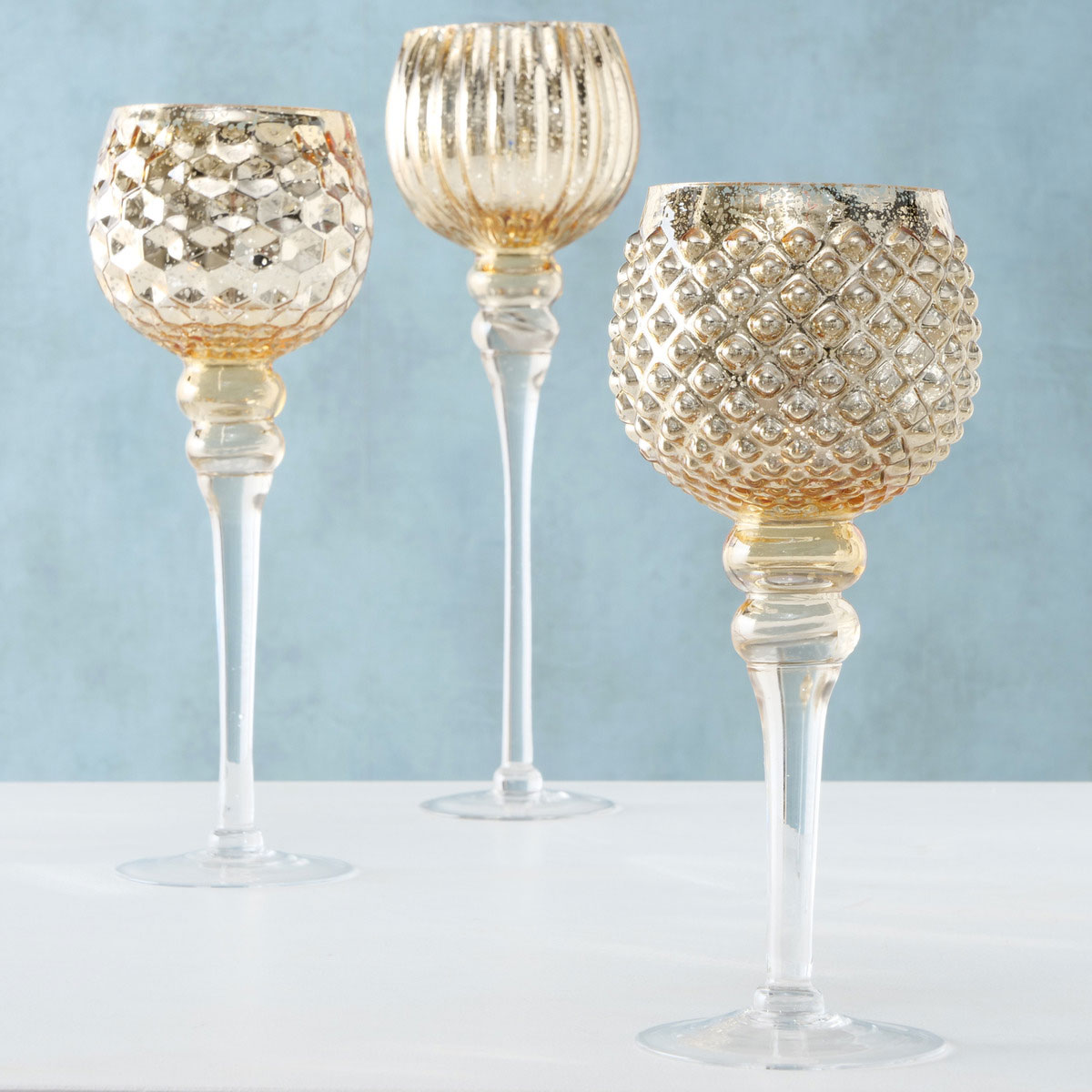 Windlicht Manou Rund 35 x 12 x 35 cm gold Glas Kelch