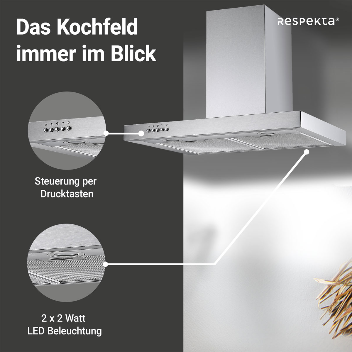 Respekta Blockhaube CH 22098IXB silber 60 cm Bild 4