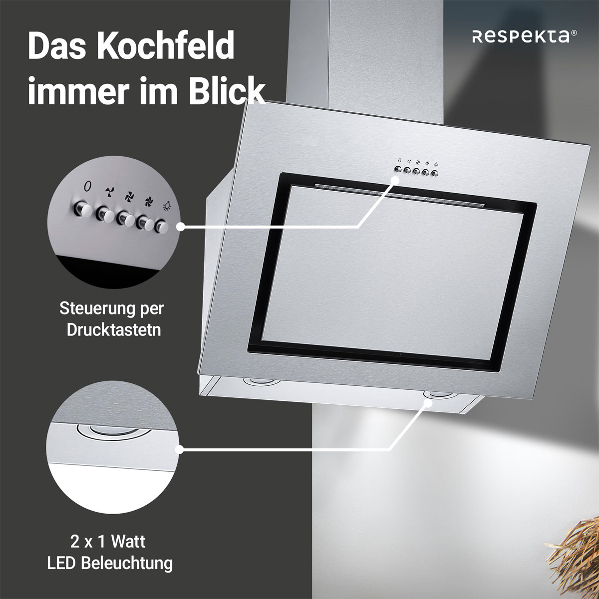 respekta Schraeghaube CH22020 IXA 60cmEdelstahl EEK B Bild 4