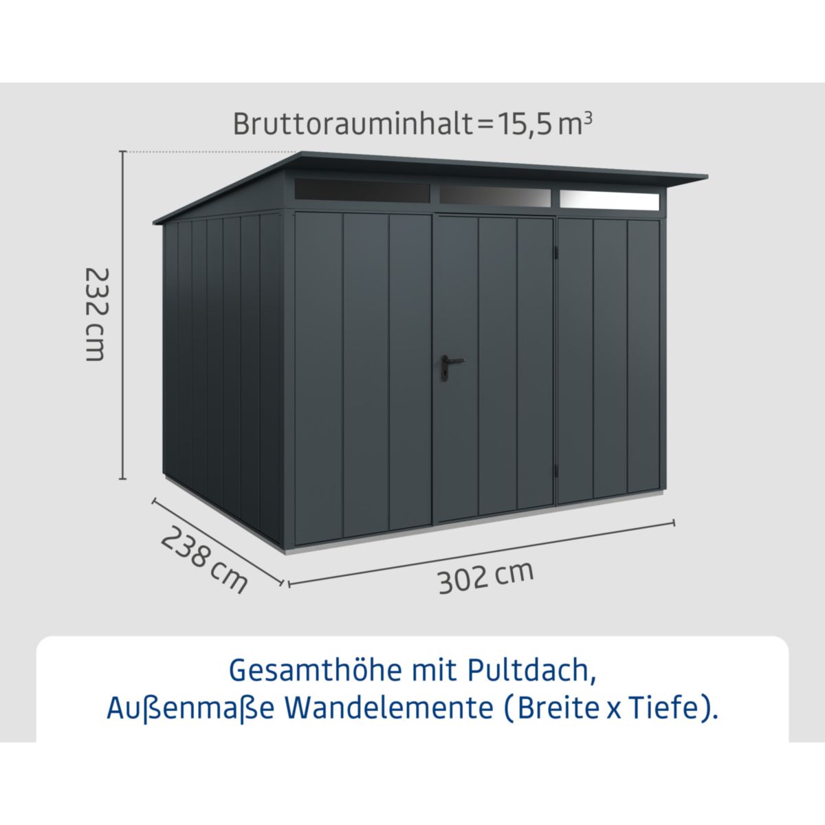 EcoStar  Gerätehaus Elegant-PTyp 3RAL7016 1 flg Bild 3