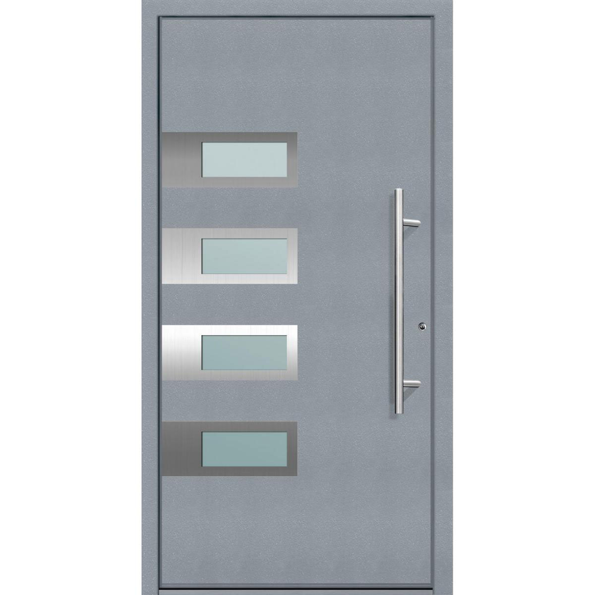 Aluminium Sicherheits-Haustür Neapel Superior 60 mm grau 100 x 210 cm Anschlag rechts inkl Griffset Bild 1