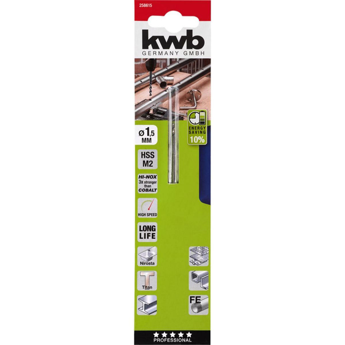 kwb  Metallbohrer Hi-Nox M2 Durchmesser 1,5 mm Bild 2