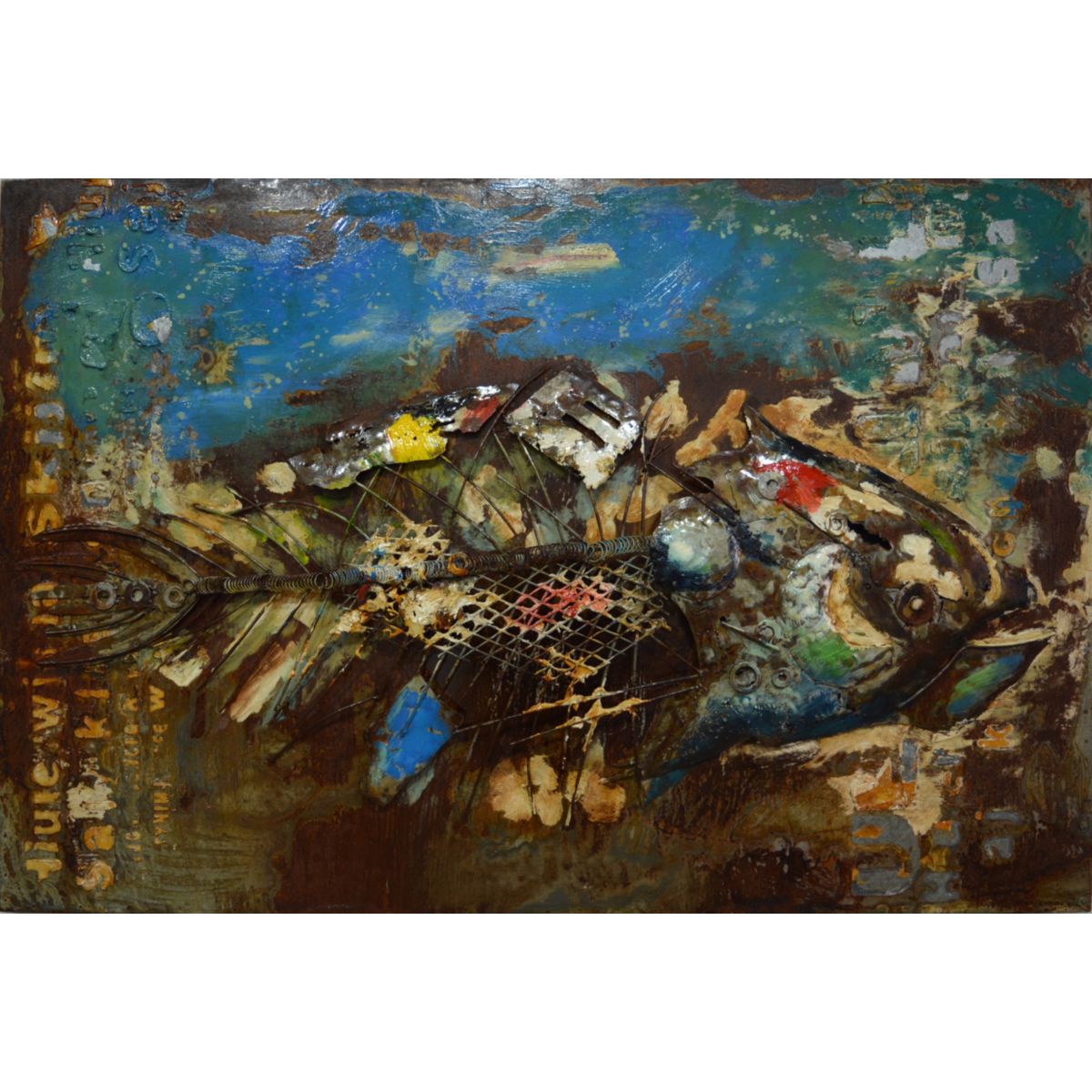 Metall Wandbild Fisch 120x80cm