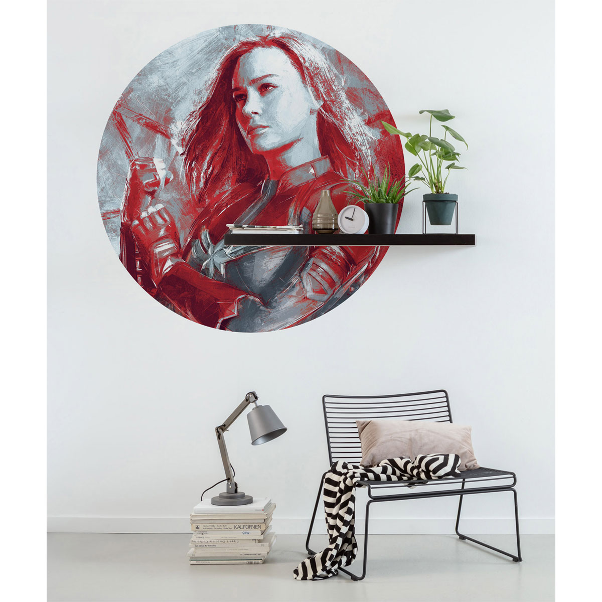 Komar  Selbstklebende Vlies Fototapete rund Avengers Painting Captain Marvel Durchmesser 125 cm Bild 1